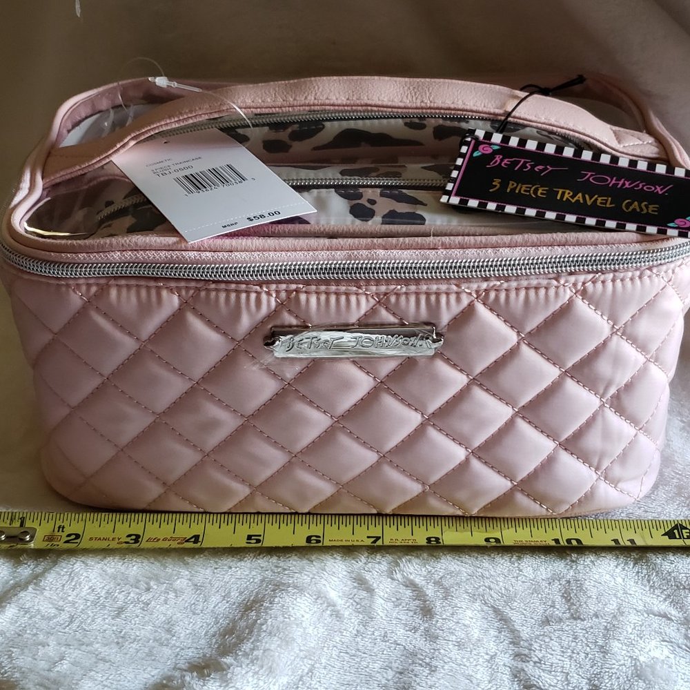 Betsy Johnson Blush Leopard 3 Piece Travel Case